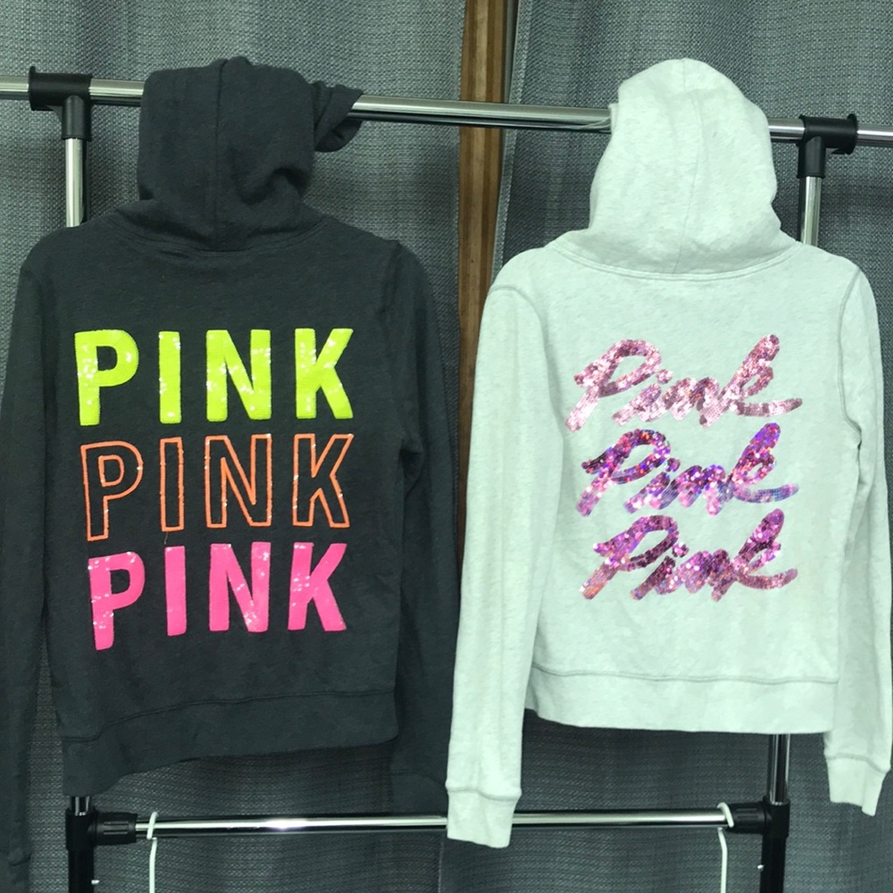 PINK Medium Zip Up Sweatshirts